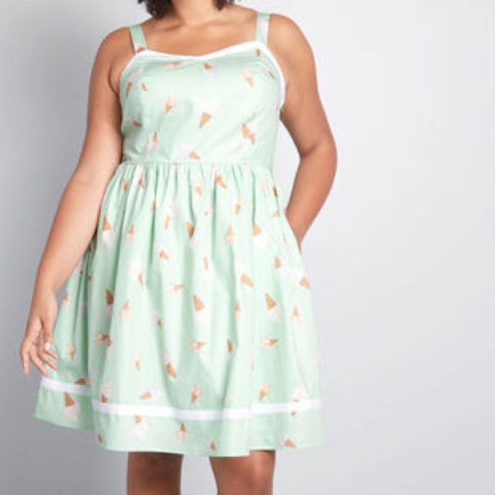 Modcloth Mint Green Ice Cream Print Dress
